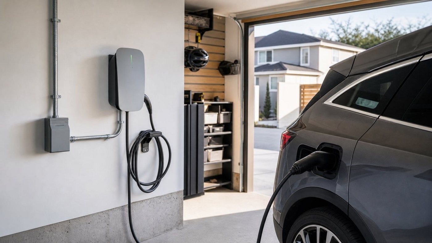 Electric vehicle charging at a home charging station